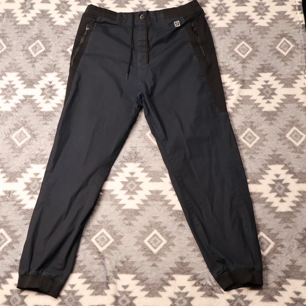 Nike Court Mens XL Tennis Joggers Navy Blue Black Mesh Panel Zipper Pockets